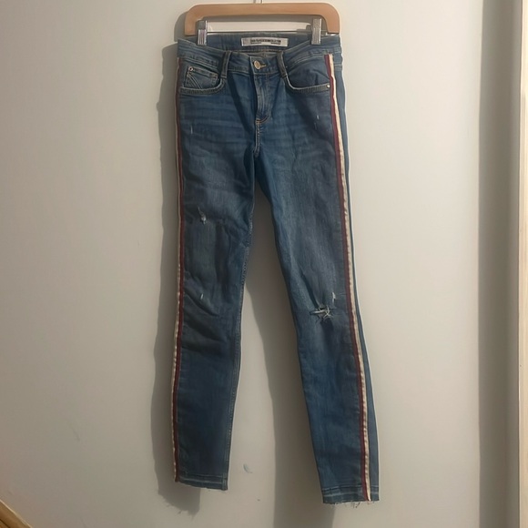 Zara Denim - Zara destroyed jeans side striped